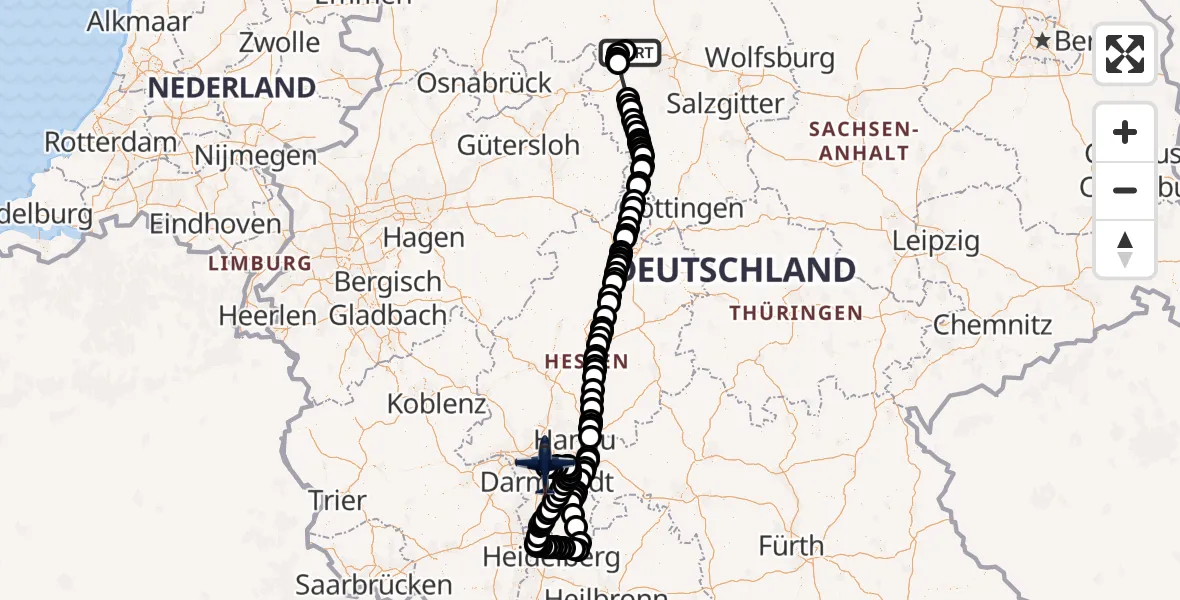 Routekaart van de vlucht: Polizeiflugzeug nach Flughafen Frankfurt-Egelsbach