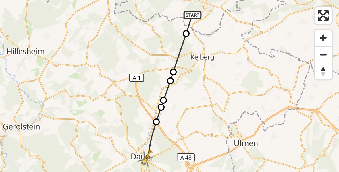 Routekaart van de vlucht: Ambulanzhubschrauber nach Daun, Mehrener Straße