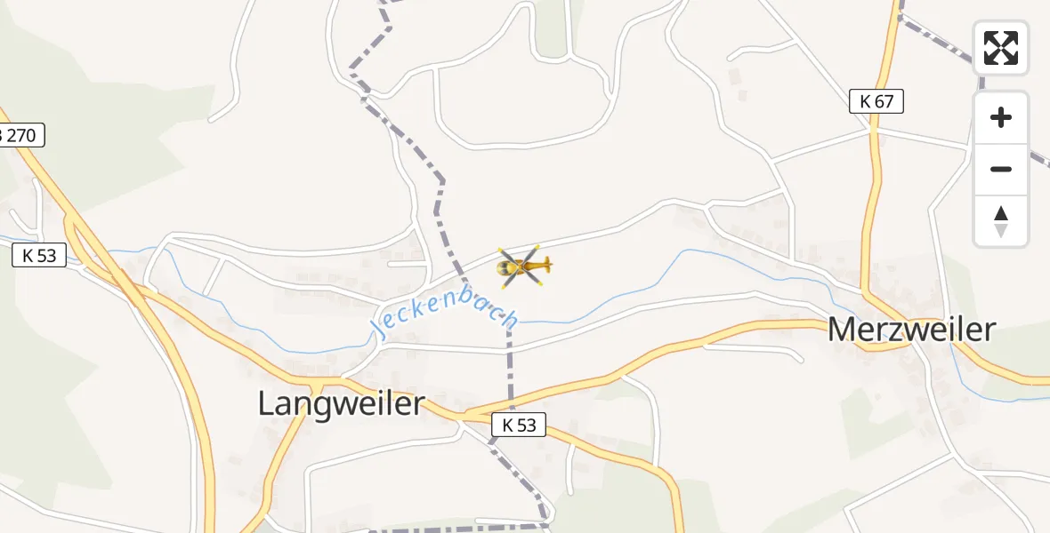 Flugroute Rettungshubschrauber Merzweiler - Merzweiler, 02 April 2026, 12:39