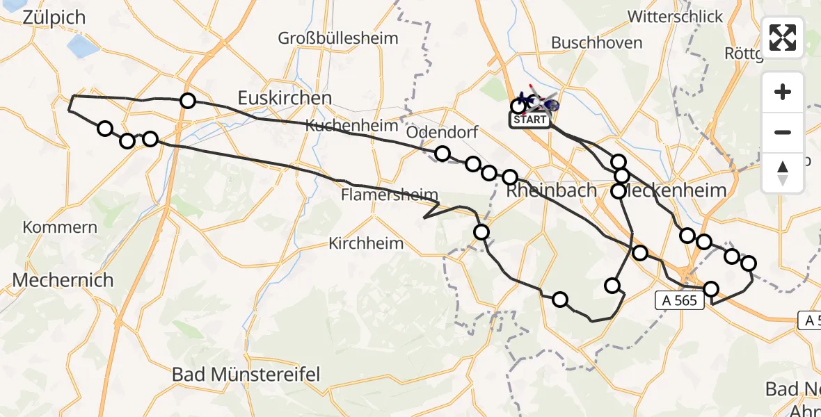 Flugroute Polizeihubschrauber Rheinbach - Rheinbach, 02 April 2026, 12:47