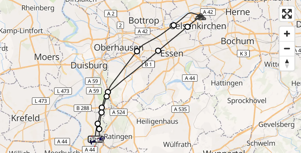 Flugroute Polizeihubschrauber Düsseldorf Flughafen - Düsseldorf Flughafen, 02 April 2026, 12:51