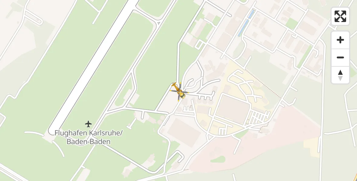 Flugroute Rettungshubschrauber Karlsruhe Baden-Baden Flughafen - Karlsruhe Baden-Baden Flughafen, 02 April 2026, 12:55