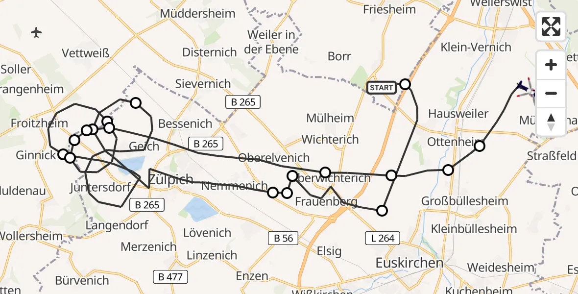 Routekaart van de vlucht: Polizeihubschrauber nach Weilerswist, K 3