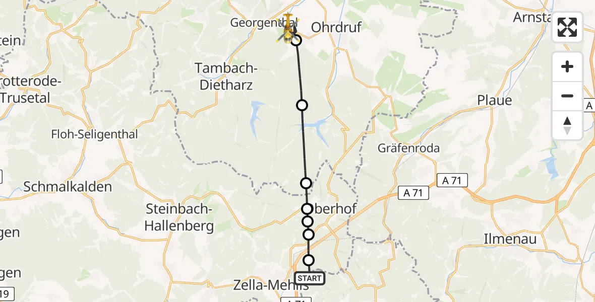 Flugroute Rettungshubschrauber Suhl - Georgenthal, 02 April 2026, 13:23