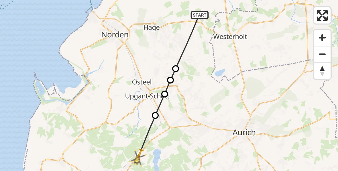 Routekaart van de vlucht: Rettungshubschrauber nach Hinte, Auricher Straße