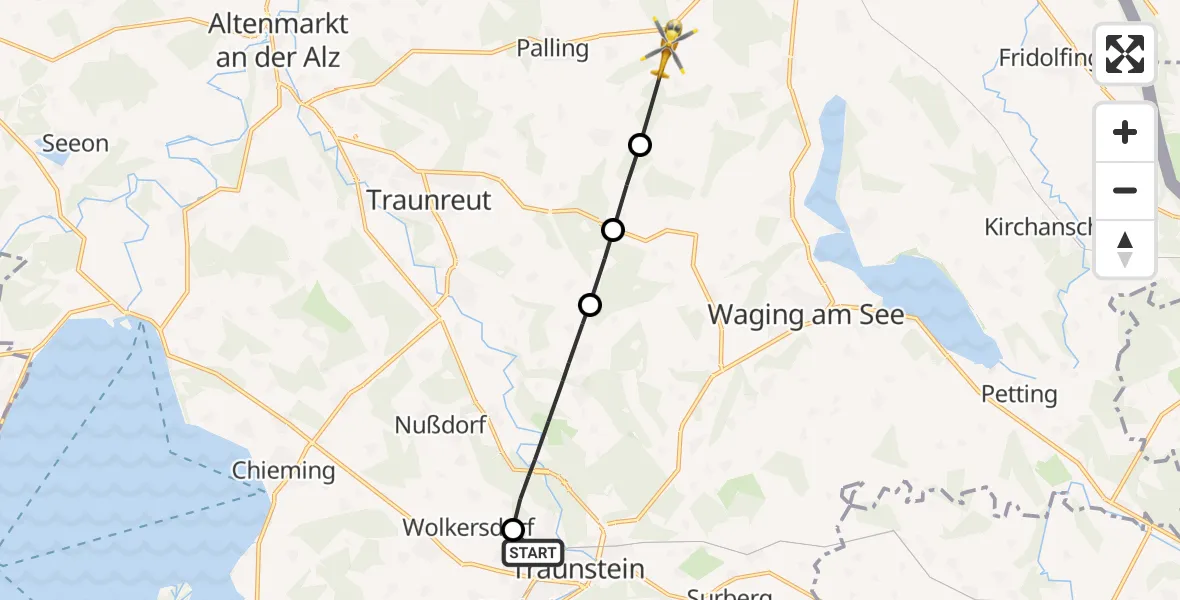 Routekaart van de vlucht: Rettungshubschrauber nach Palling