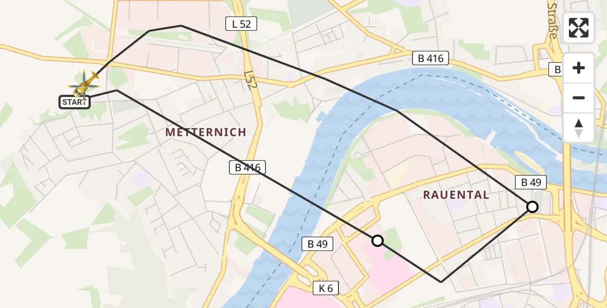 Flugroute Rettungshubschrauber Koblenz - Koblenz, 02 April 2026, 13:46