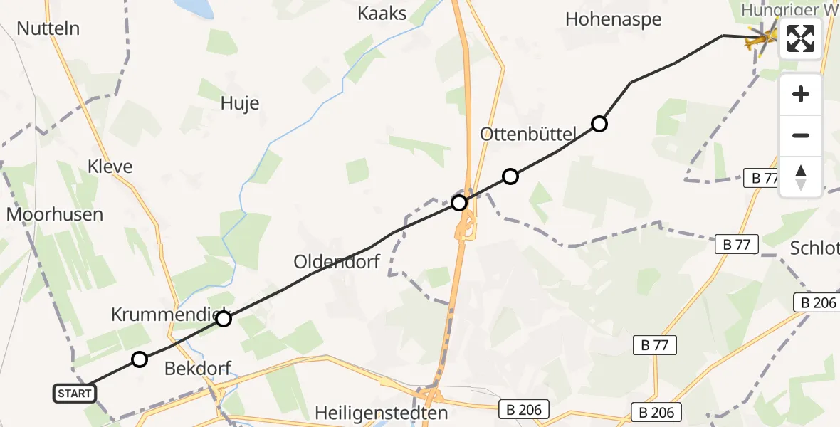Routekaart van de vlucht: Rettungshubschrauber nach Hohenlockstedt, Towerstraße