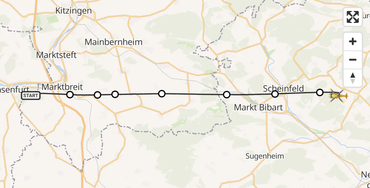 Routekaart van de vlucht: Rettungshubschrauber nach Markt Taschendorf