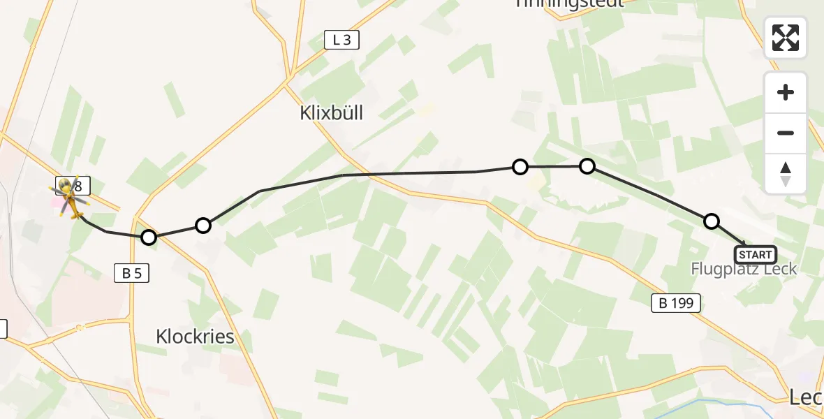 Routekaart van de vlucht: Rettungshubschrauber nach Niebüll, Norder Gath
