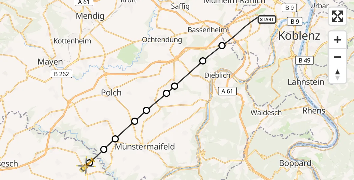 Routekaart van de vlucht: Rettungshubschrauber nach Brohl, Weilerweg