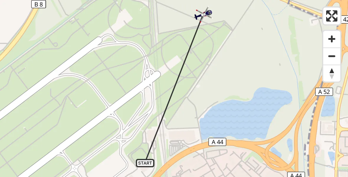 Flugroute Polizeihubschrauber Düsseldorf Flughafen - Düsseldorf Flughafen, 02 April 2026, 14:01
