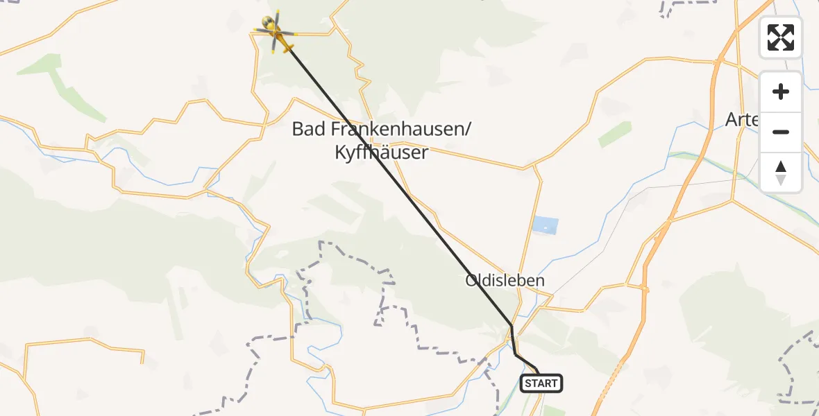 Routekaart van de vlucht: Rettungshubschrauber nach Kyffhäuserland, L 2292