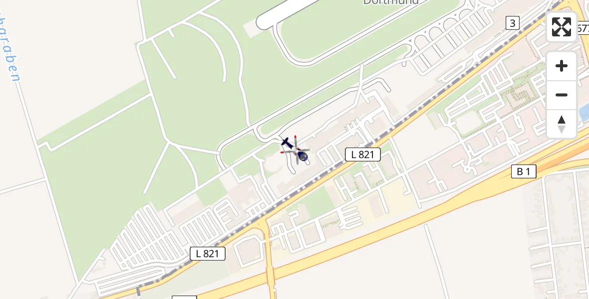 Flugroute Polizeihubschrauber Dortmund Flughafen - Dortmund Flughafen, 02 April 2026, 14:32