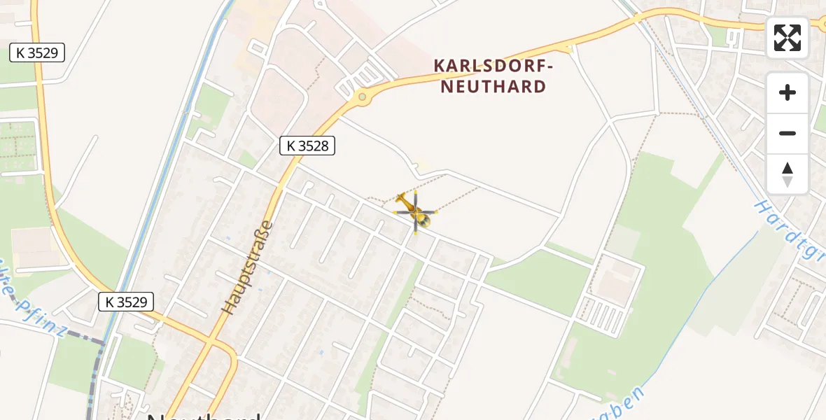 Flugroute Rettungshubschrauber Karlsdorf-Neuthard - Karlsdorf-Neuthard, 02 April 2026, 14:39