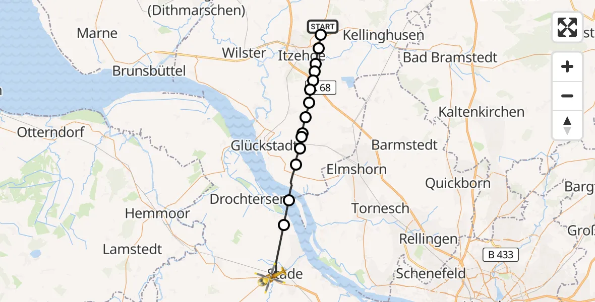 Routekaart van de vlucht: Rettungshubschrauber nach Stade, Am Heidberg