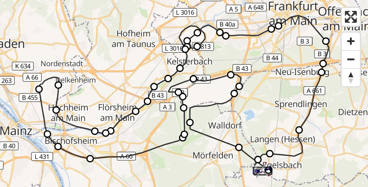 Flugroute Polizeihubschrauber Flughafen Frankfurt-Egelsbach - Flughafen Frankfurt-Egelsbach, 02 April 2026, 14:54