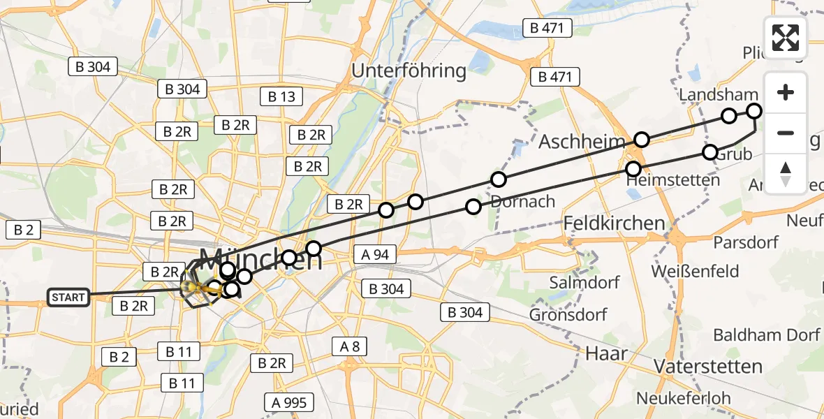Flugroute Rettungshubschrauber München - München, 02 April 2026, 14:56