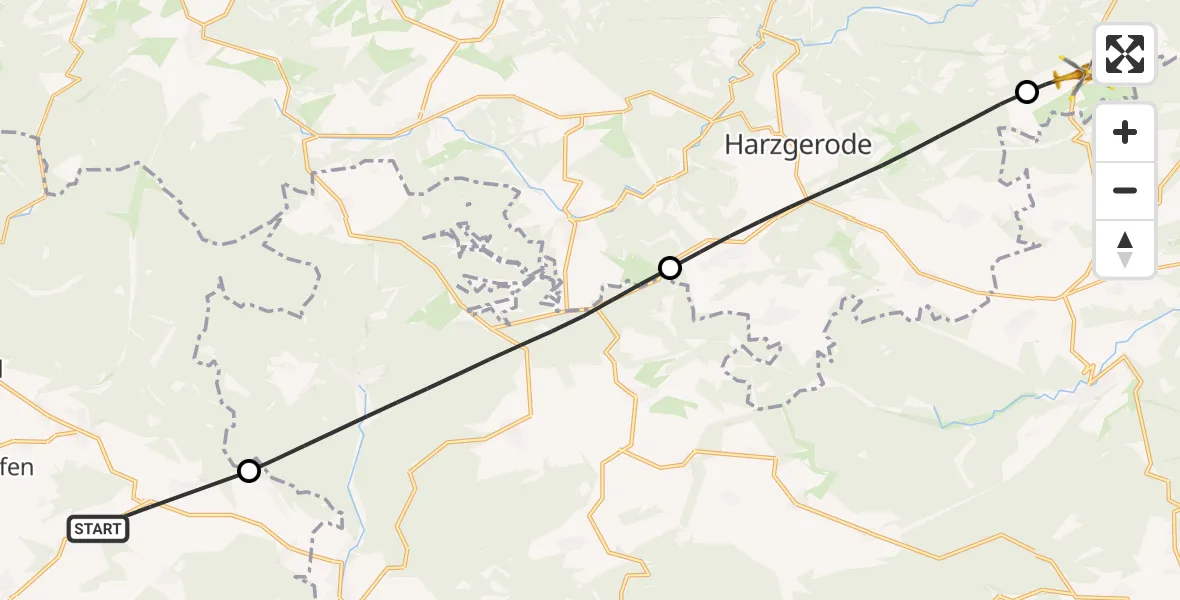 Flugroute Rettungshubschrauber Nordhausen - Falkenstein/Harz, 02 April 2026, 14:56
