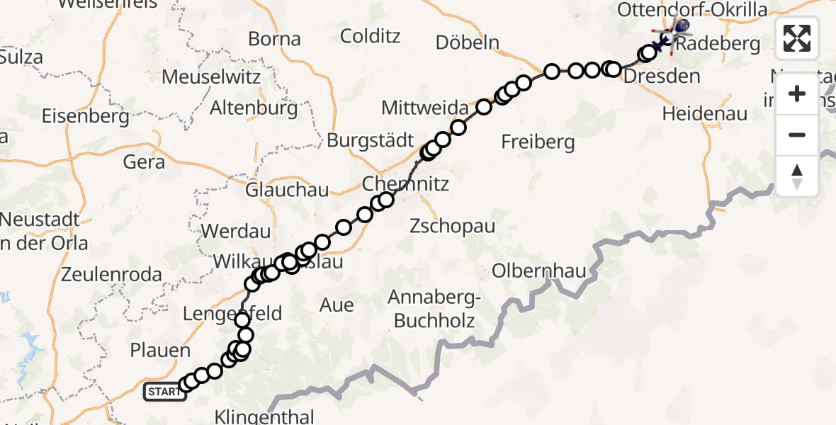 Routekaart van de vlucht: Polizeihubschrauber nach Dresden Flughafen