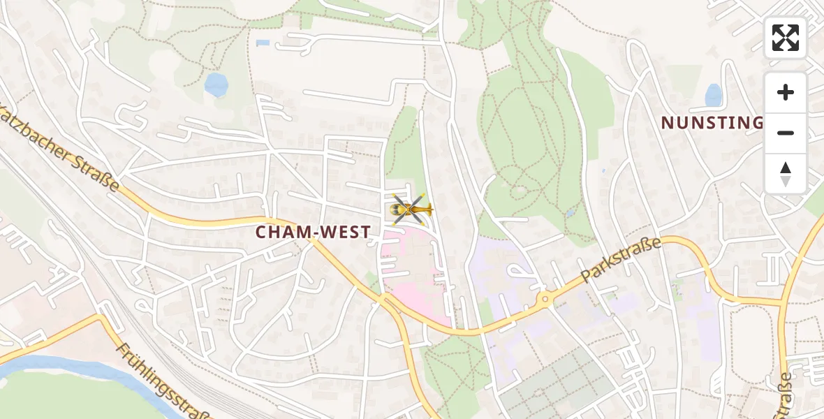 Routekaart van de vlucht: Rettungshubschrauber nach Cham Hospital