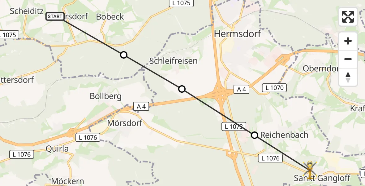 Routekaart van de vlucht: Rettungshubschrauber nach St. Gangloff, Robert-Koch-Straße