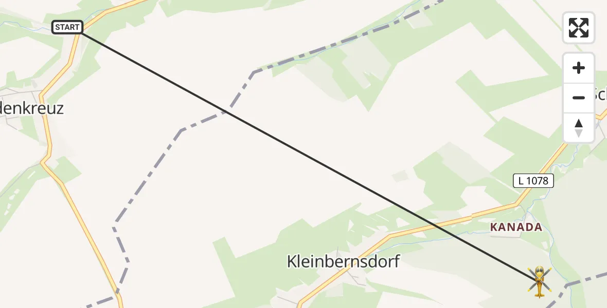 Routekaart van de vlucht: Rettungshubschrauber nach Münchenbernsdorf, Siedlung Kanada
