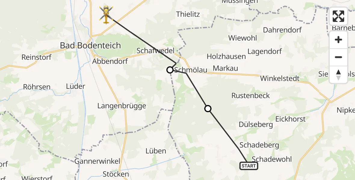Routekaart van de vlucht: Rettungshubschrauber nach Bad Bodenteich