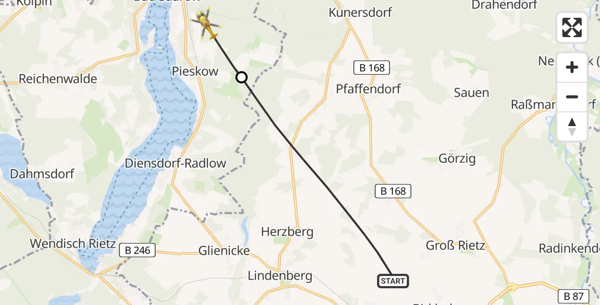 Routekaart van de vlucht: Rettungshubschrauber nach Bad Saarow