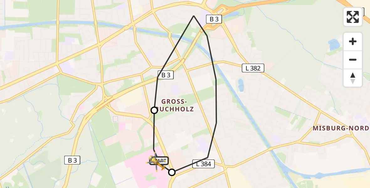 Flugroute Rettungshubschrauber Hannover Luftrettung Hubschrauberlandeplatz (Christoph 4) - Hannover Luftrettung Hubschrauberlandeplatz (Christoph 4), 02 April 2026, 15:58