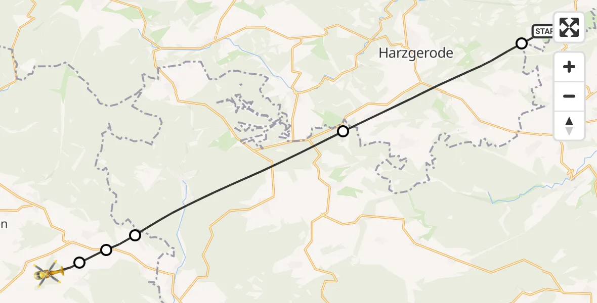 Routekaart van de vlucht: Rettungshubschrauber nach Nordhausen, Windlücke