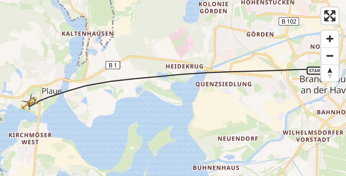 Flugroute Rettungshubschrauber Brandenburg an der Havel - Brandenburg an der Havel, 02 April 2026, 16:47