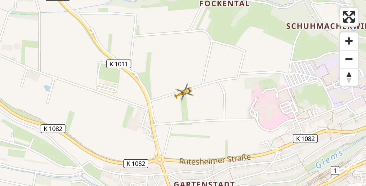 Flugroute Rettungshubschrauber Leonberg Hospital - Leonberg Hospital, 02 April 2026, 16:56
