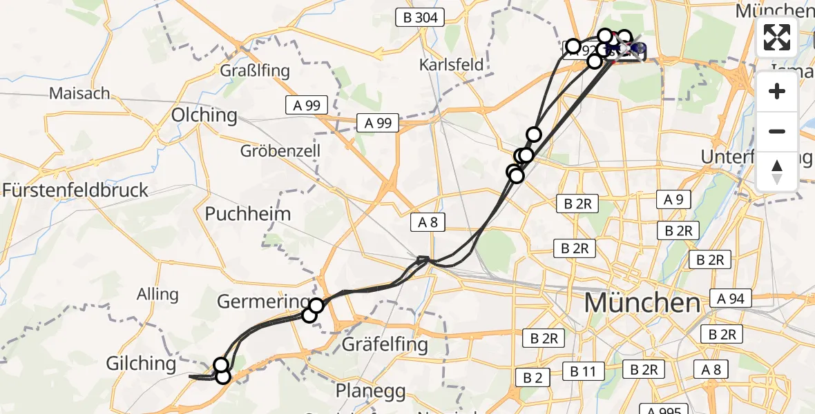 Flugroute Polizeihubschrauber Oberschleißheim - Oberschleißheim, 02 April 2026, 16:58