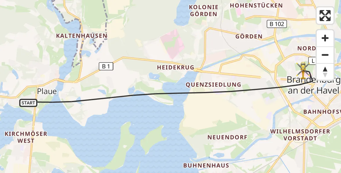 Flugroute Rettungshubschrauber Brandenburg an der Havel - Brandenburg an der Havel, 02 April 2026, 17:03