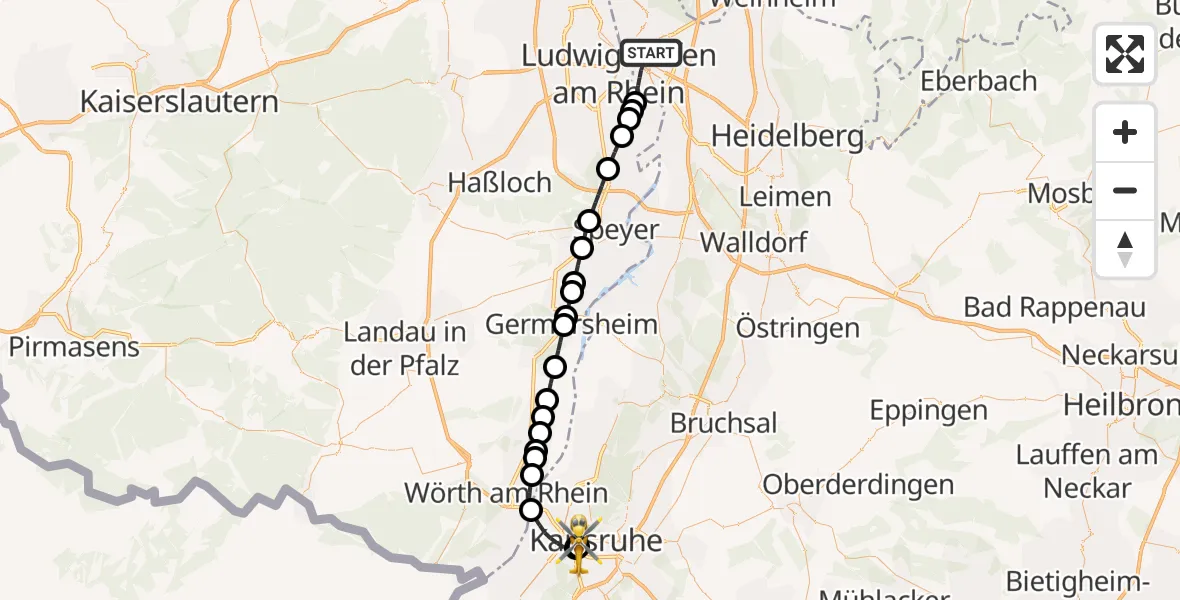 Routekaart van de vlucht: Rettungshubschrauber nach Sankt Vincentius Hospital