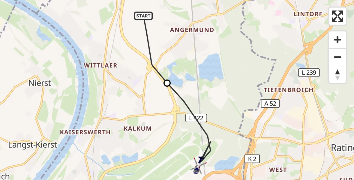 Routekaart van de vlucht: Polizeihubschrauber nach Düsseldorf Flughafen