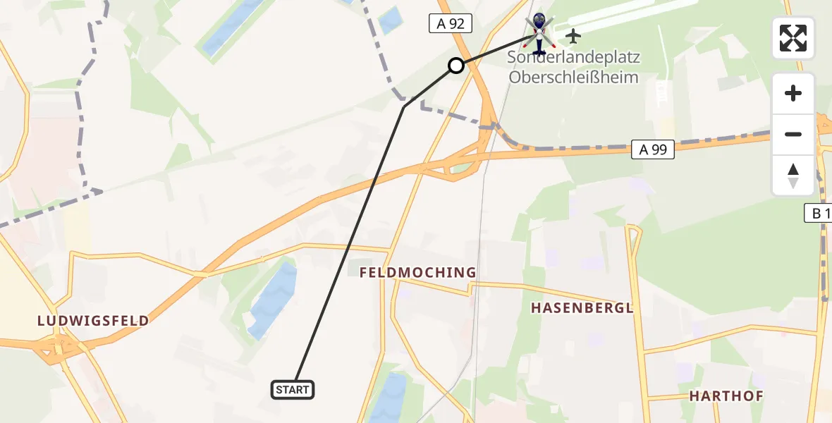 Flugroute Polizeihubschrauber München - Oberschleißheim, 02 April 2026, 17:24