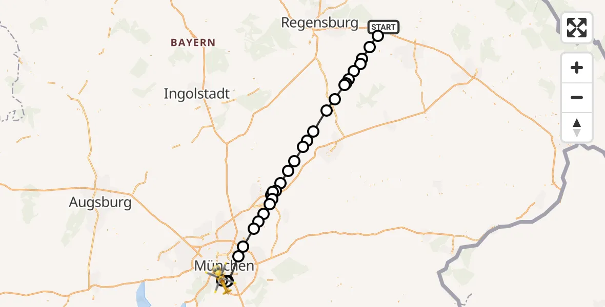 Routekaart van de vlucht: Rettungshubschrauber nach ADAC Air Rescue Center Hubschrauberlandeplatz (Christoph 1)