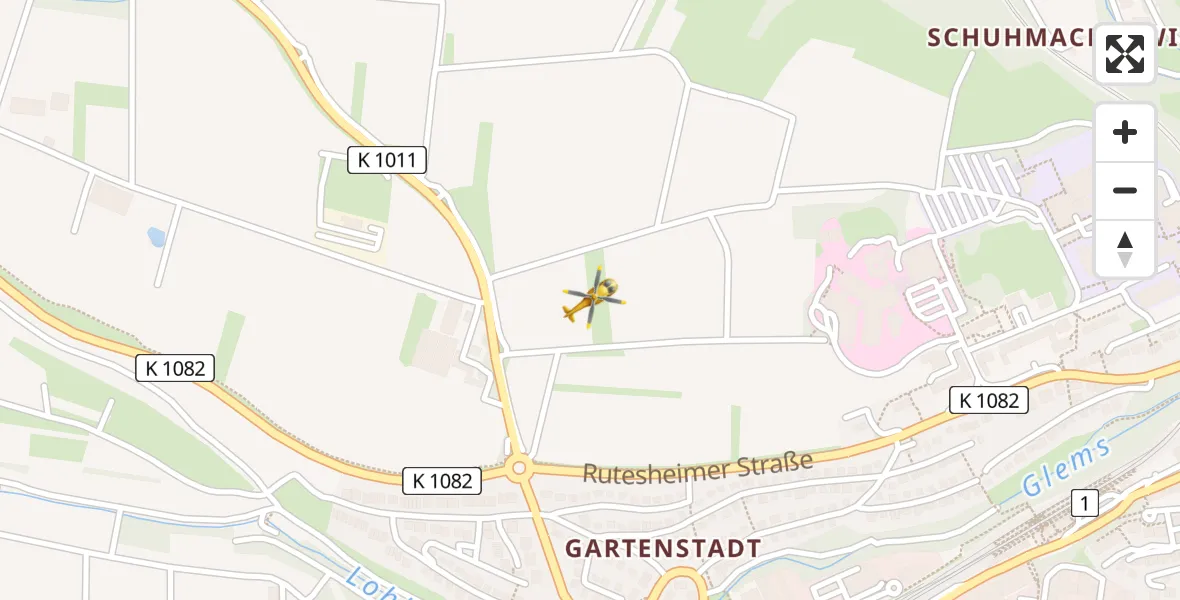 Routekaart van de vlucht: Rettungshubschrauber nach Leonberg Hospital, Leonberg Hospital Hubschrauberlandeplatz