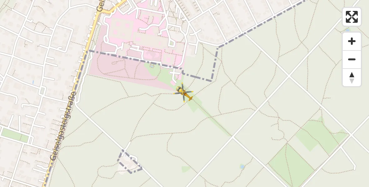 Flugroute Rettungshubschrauber ADAC Air Rescue Center Hubschrauberlandeplatz (Christoph 1) - ADAC Air Rescue Center Hubschrauberlandeplatz (Christoph 1), 02 April 2026, 17:51