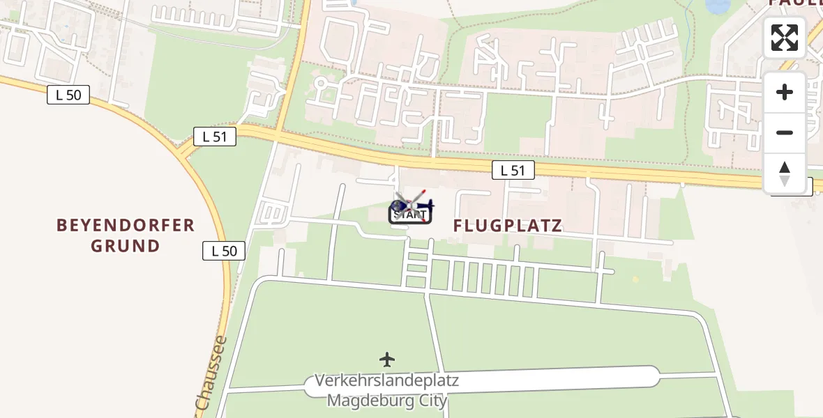 Routekaart van de vlucht: Polizeihubschrauber nach Magdeburg, Carnotstraße