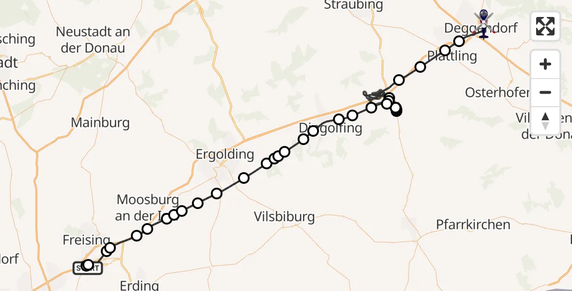 Flugroute Polizeihubschrauber München Flughafen - Deggendorf, 02 April 2026, 18:07