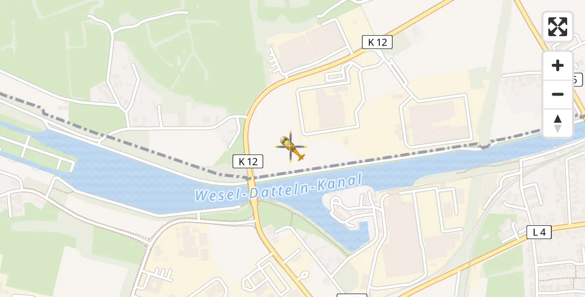 Routekaart van de vlucht: Rettungshubschrauber nach Wesel, Emmelsumer Straße