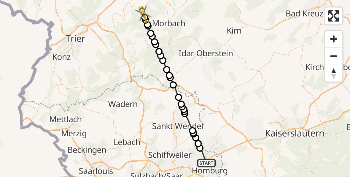 Routekaart van de vlucht: Rettungshubschrauber nach Wintrich, K 80