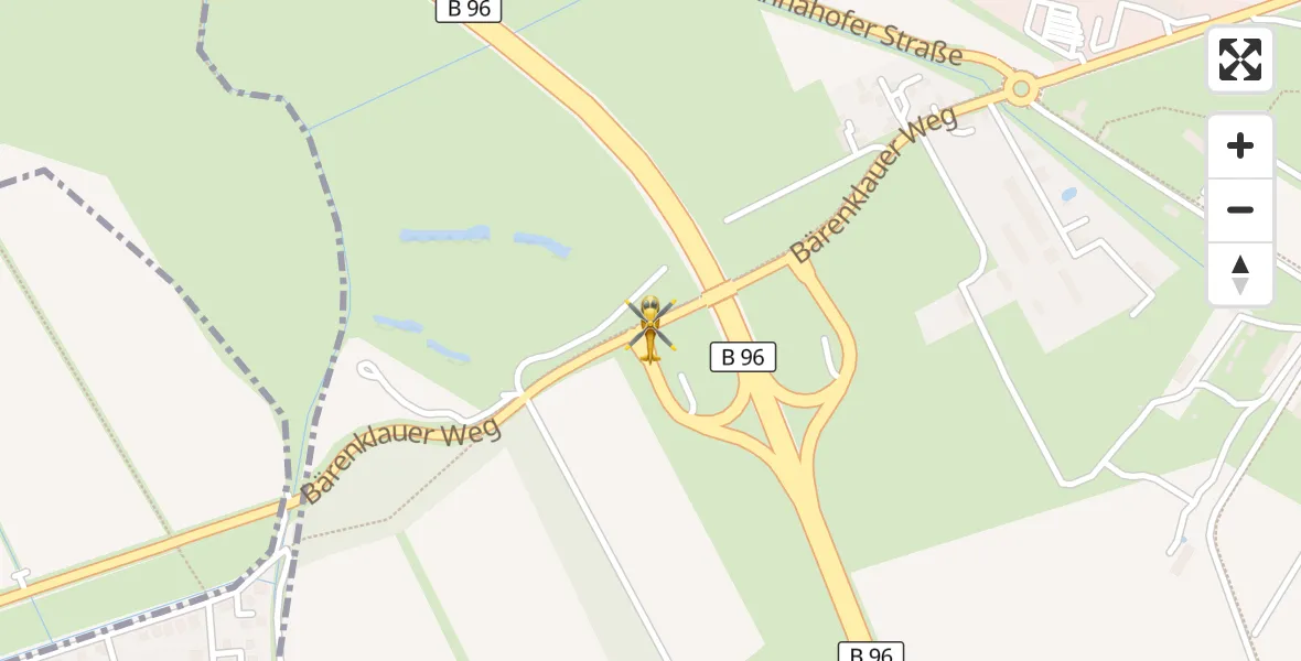 Flugroute Rettungshubschrauber Oranienburg - Oranienburg, 02 April 2026, 19:13