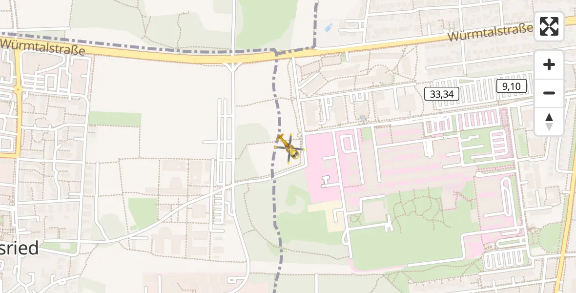 Flugroute Rettungshubschrauber DRF Air Rescue München Hubschrauberlandeplatz - DRF Air Rescue München Hubschrauberlandeplatz, 02 April 2026, 20:55