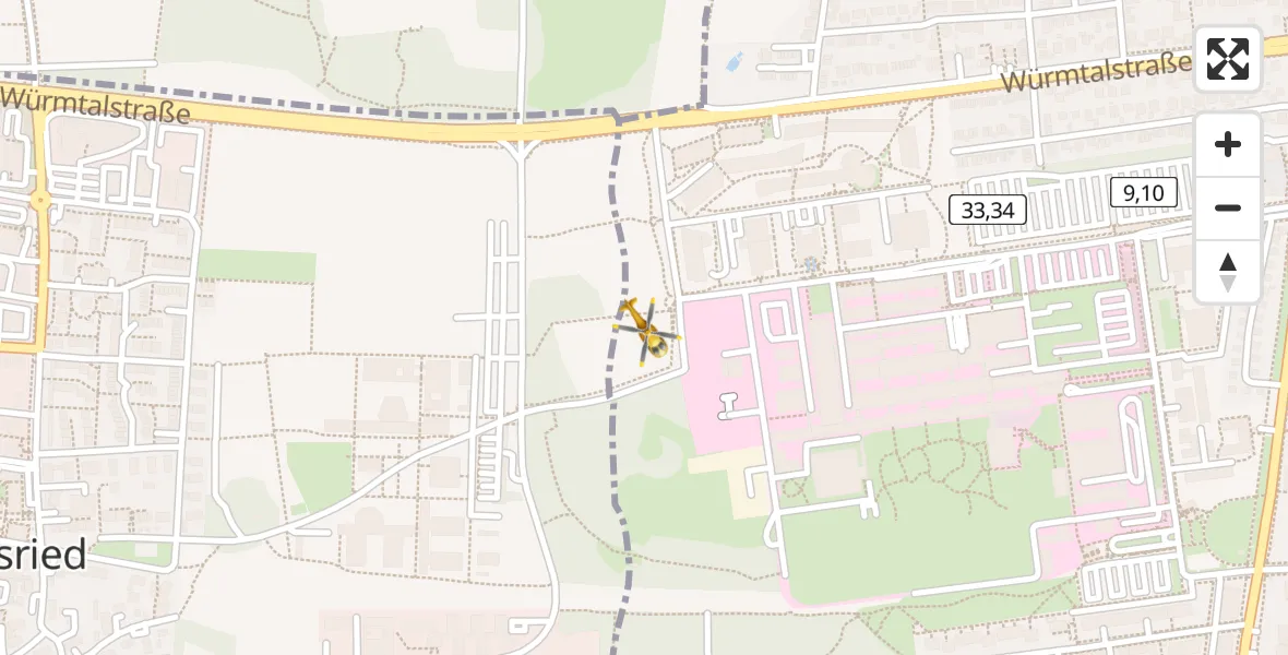 Routekaart van de vlucht: Rettungshubschrauber nach DRF Air Rescue München Hubschrauberlandeplatz