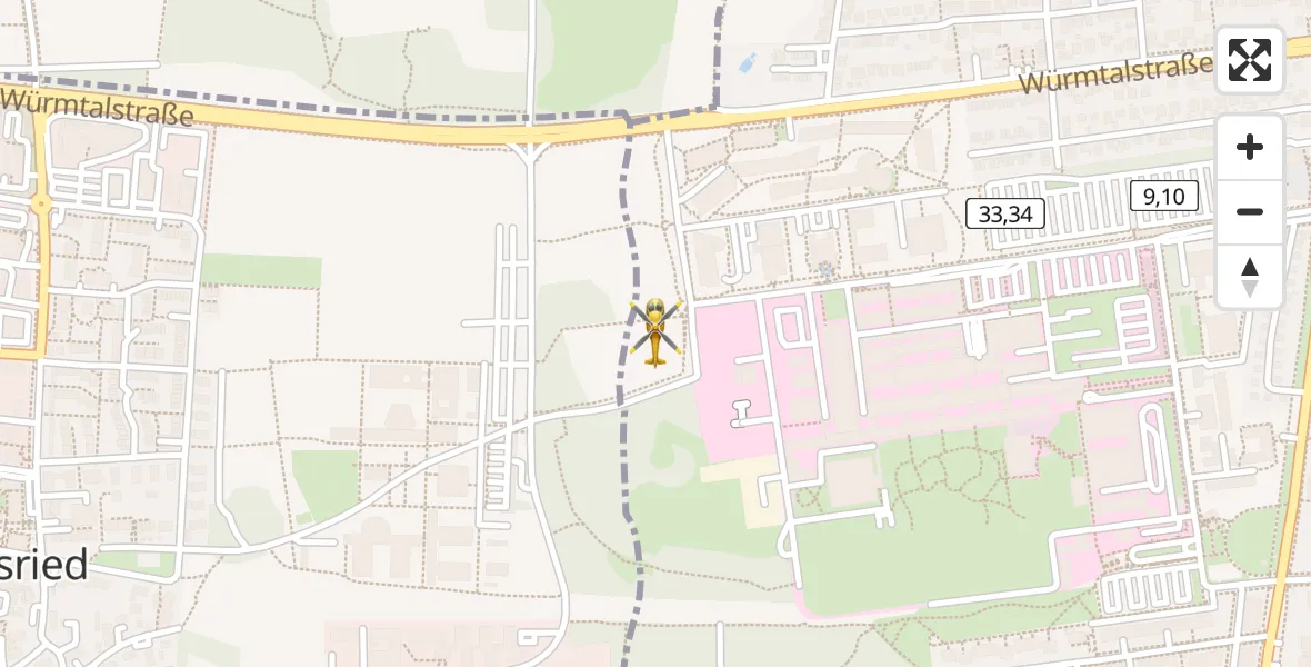 Routekaart van de vlucht: Rettungshubschrauber nach DRF Air Rescue München Hubschrauberlandeplatz