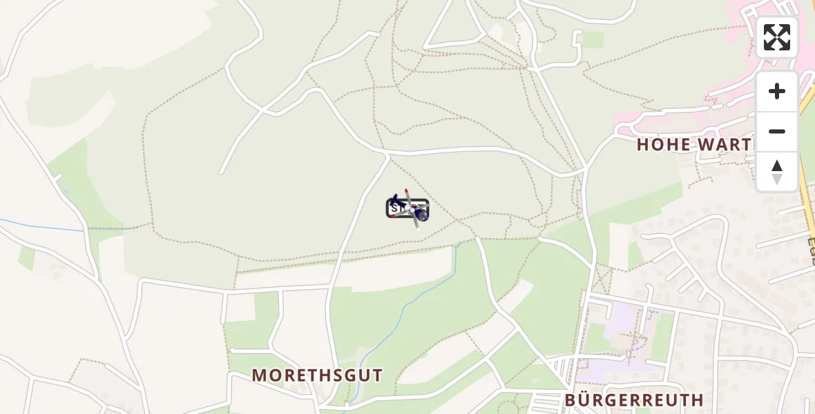Flugroute Polizeihubschrauber Bayreuth - Bayreuth, 02 April 2026, 22:10